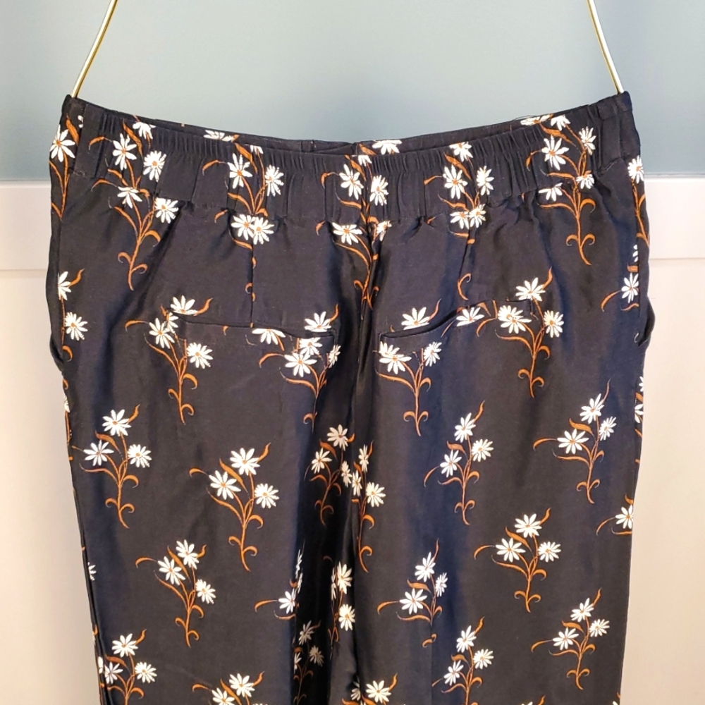 Anthropologie Navy Floral Wide-Leg Pants - Picture 13 of 16